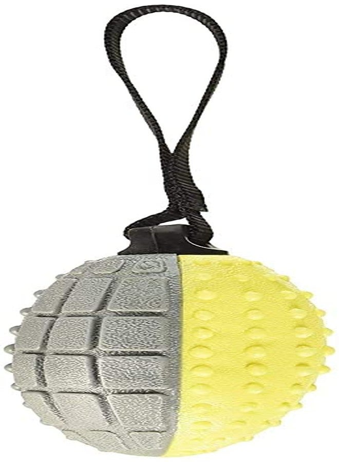 Pups&Pets TRP & Foam Twin Squeaky Bomb with Grooves and Grip Strap Holder Chew Toys for Dogs & Puppies Rugby with Strip - Color May Vary - Image 2