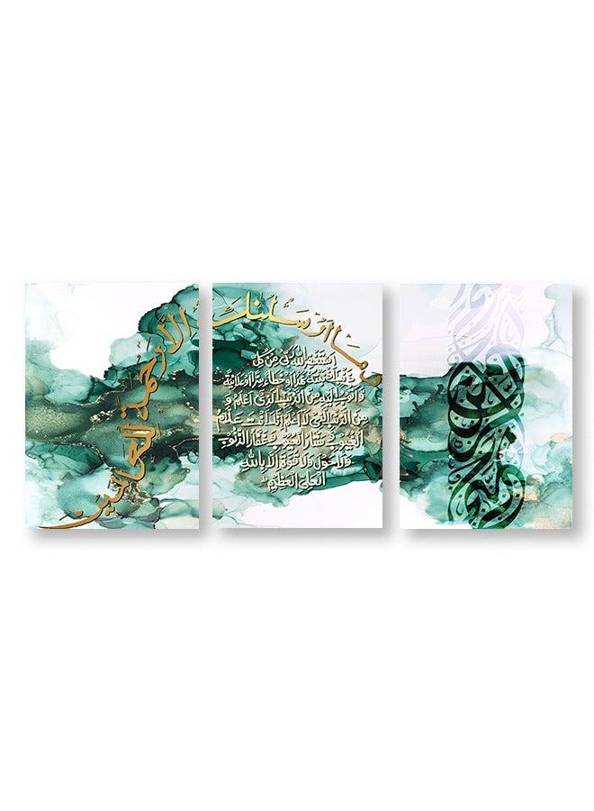 ماركتنا لوحة جدارية فنية لتزين الحائط بتصميم إسلامي ثلاث قطع مقاس 120X60سم - Image 2