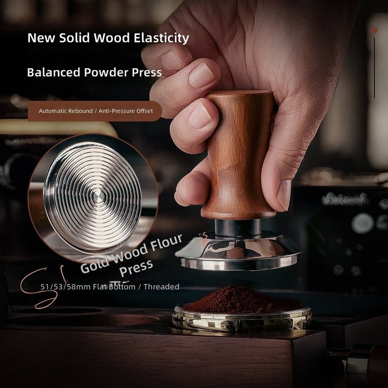WU Stainless Steel Coffee Tamper with Solid Wood Handle - Professional Espresso Tool - Image 2
