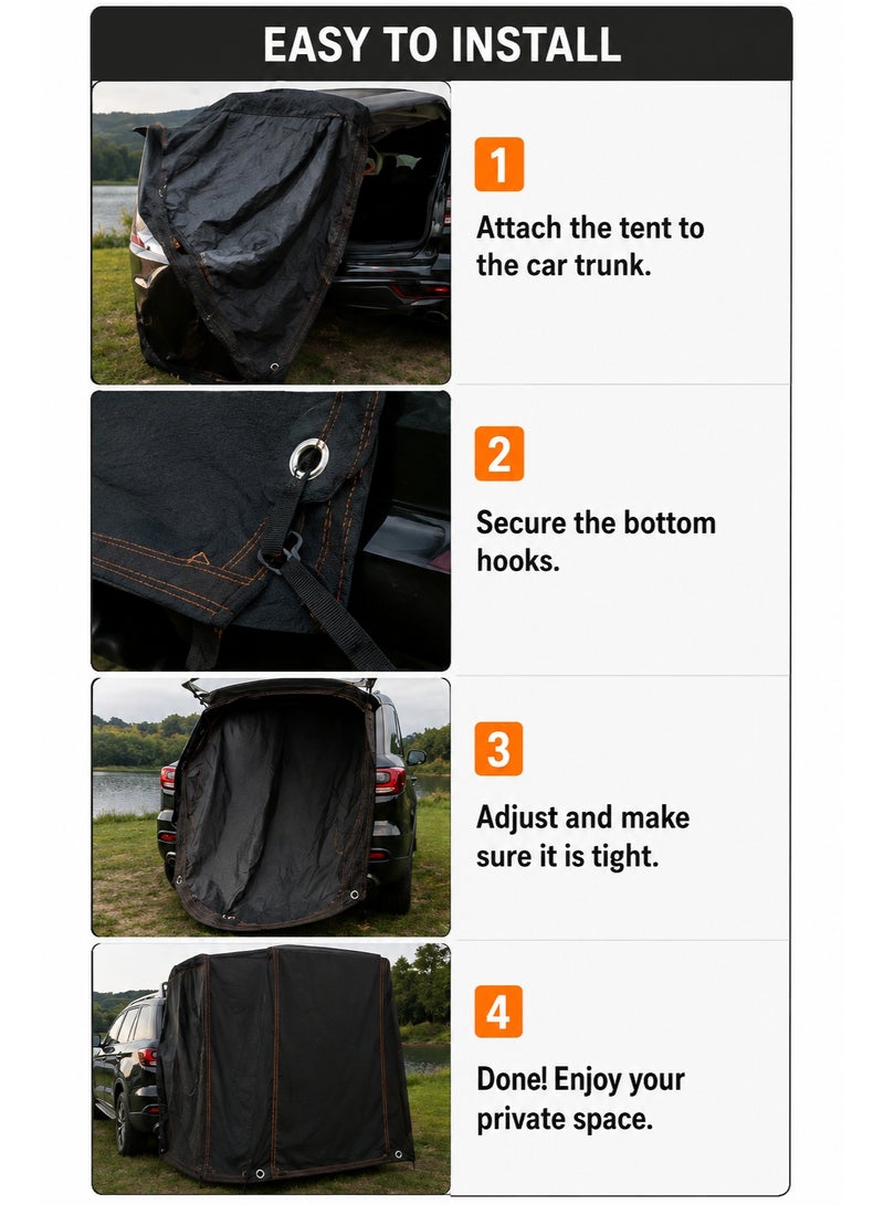 Raxoom Car Attached Privacy Tent 201 x 204 cm – Portable SUV Rear Tent, Outdoor Changing Room & Shower Shelter with Car Attachment Straps, Compact Privacy Enclosure for Camping, Travel & Outdoor Use – Black - Image 2