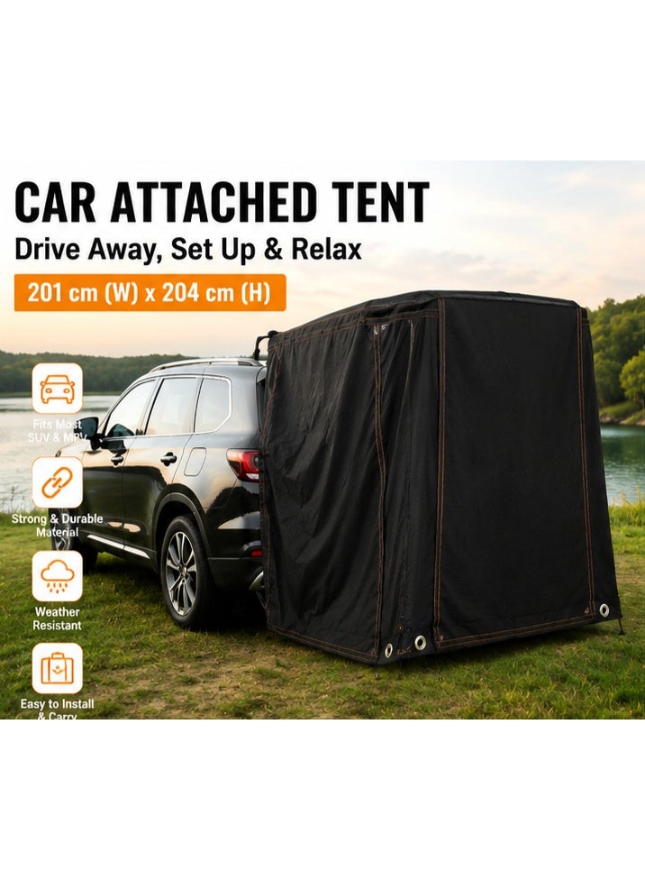 Raxoom Car Attached Privacy Tent 201 x 204 cm – Portable SUV Rear Tent, Outdoor Changing Room & Shower Shelter with Car Attachment Straps, Compact Privacy Enclosure for Camping, Travel & Outdoor Use – Black - Image 1