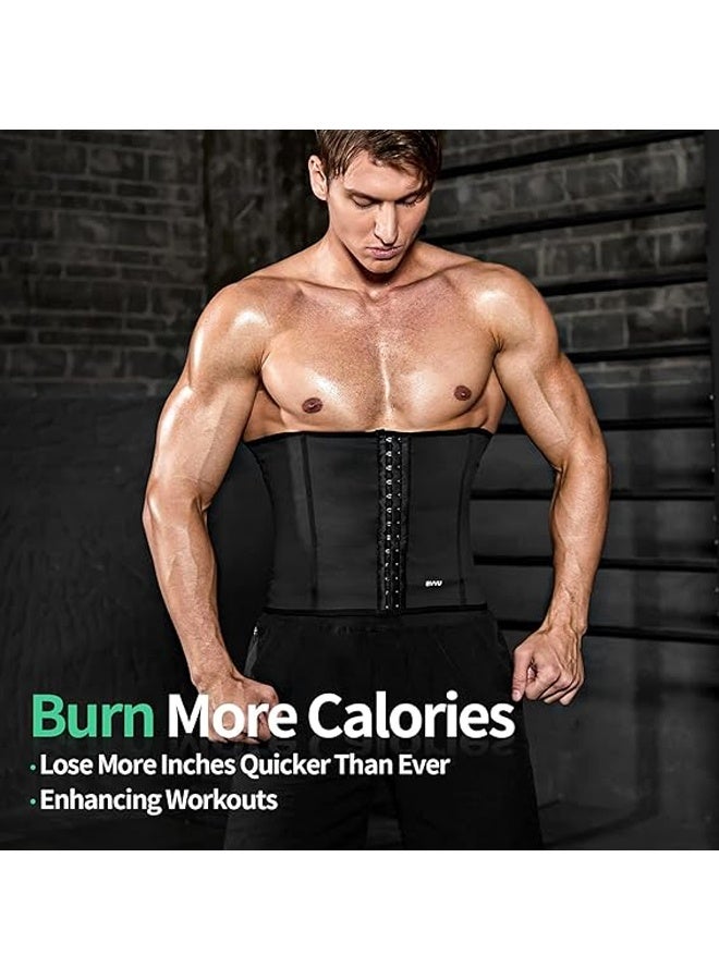 Bincoo Waist Trainer for Men, Waist Trimmer Tummy Control,7 Sauna Sweat Belt, Stomach Wrap Lower Belly Fat Back Support for Belly Fat Slimming Gym Workout ,(L/Black) - Image 4