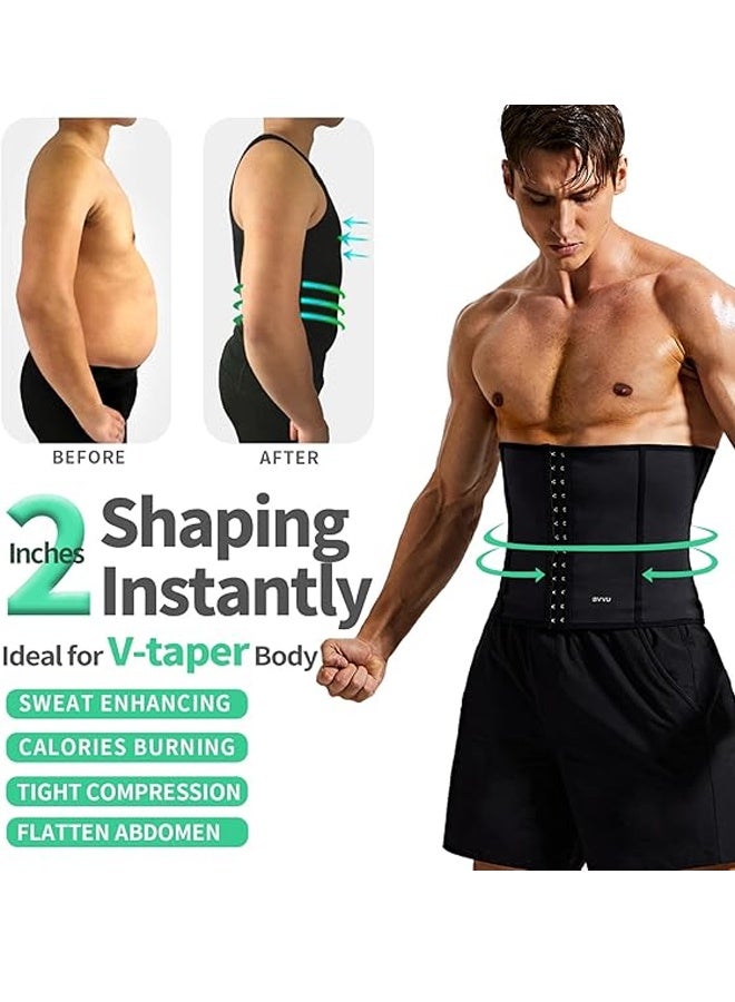 Bincoo Waist Trainer for Men, Waist Trimmer Tummy Control,7 Sauna Sweat Belt, Stomach Wrap Lower Belly Fat Back Support for Belly Fat Slimming Gym Workout ,(L/Black) - Image 2