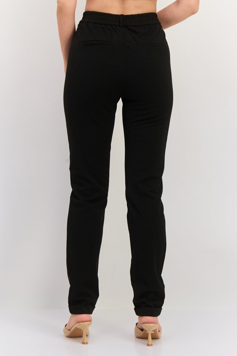VERO MODA Women Regular Fit Solid Straight Leg Pants, Black - Image 4