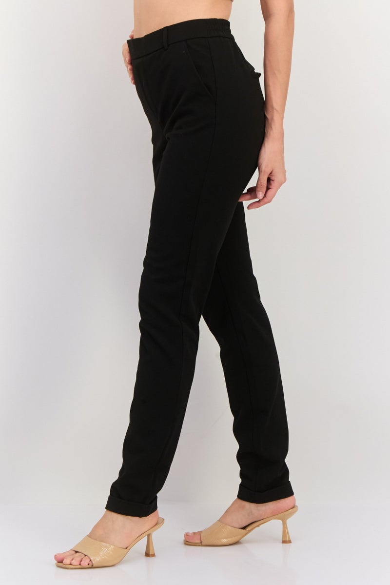 VERO MODA Women Regular Fit Solid Straight Leg Pants, Black - Image 3