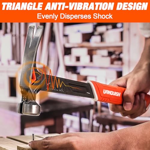 VANQUISH 11oz Titanium Framing Hammer Straight Rip Claw with Smooth Face Magnetic Nail Hodder One Piece Forged AntiVibration Design Soft Grip 0536 - Image 3