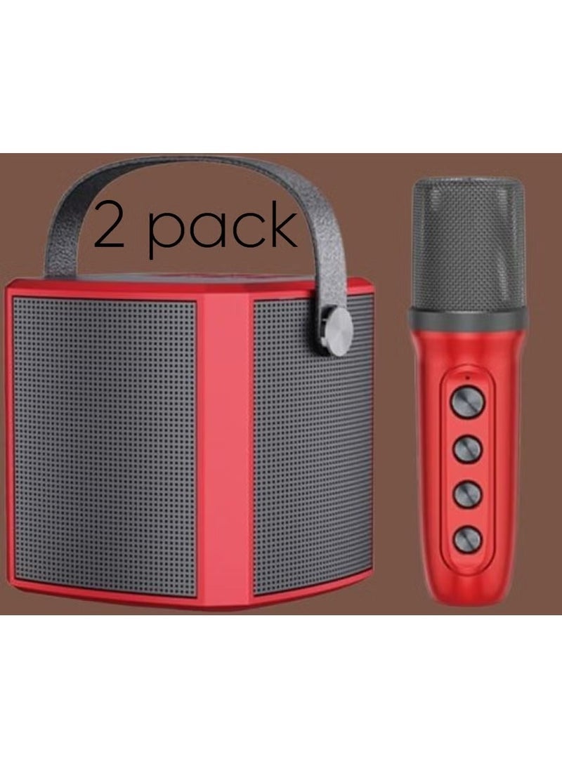 Gravity 2 Pack Portable Bluetooth Karaoke Speaker with Rechargeable Wireless Microphone, Type-C Charging, Multiple Voice Modes, TF Card Support ‚Äì Red, Perfect for Parties, Karaoke, and Home Entertainment - Image 1