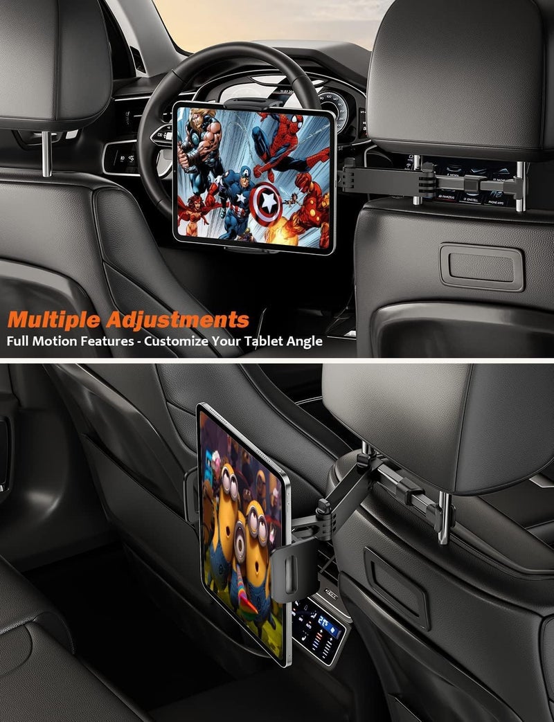TRYONE Car Headrest Tablet Holder Mount - Stretchable Backseat Stand for Kids, Compatible with 4.7-12.9" Devices - Image 3