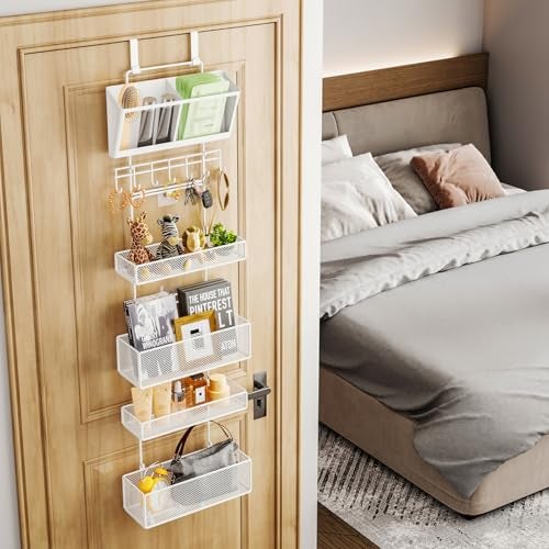 HapiRm Over Door Organizer Hanging - 6 Tier Over The Door Storage with Visual Pockets & Hooks, with 4 Metal Large Capacity Baskets for Bathroom Bedroom Kitchen Pantry Cabinet - Image 5