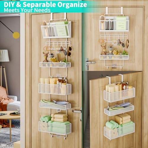 HapiRm Over Door Organizer Hanging - 6 Tier Over The Door Storage with Visual Pockets & Hooks, with 4 Metal Large Capacity Baskets for Bathroom Bedroom Kitchen Pantry Cabinet - Image 3