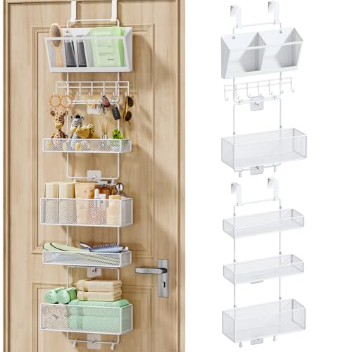HapiRm Over Door Organizer Hanging - 6 Tier Over The Door Storage with Visual Pockets & Hooks, with 4 Metal Large Capacity Baskets for Bathroom Bedroom Kitchen Pantry Cabinet - Image 1
