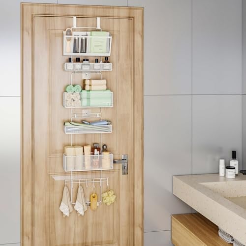 HapiRm Over Door Organizer Hanging - 6 Tier Over The Door Storage with Visual Pockets & Hooks, with 4 Metal Large Capacity Baskets for Bathroom Bedroom Kitchen Pantry Cabinet - Image 4