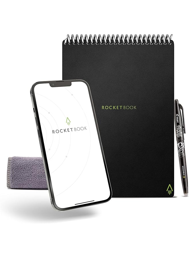 Rocketbook Smart Reusable Notebook Flip Executive Size Spiral Notebook Infinity Black 6" X 8.8""  - Image 1