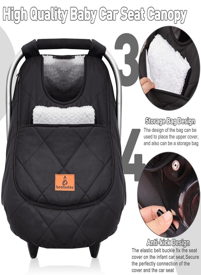 beatoutou Winter Baby Car Seat Cover, Beatoutou Waterproof Winter Infant Carseat Canopy for Boys Girls, Cold Weather Warm Car Seat Covers for Babies, Keeps Babies Warm and Cozy (Black) - Image 4