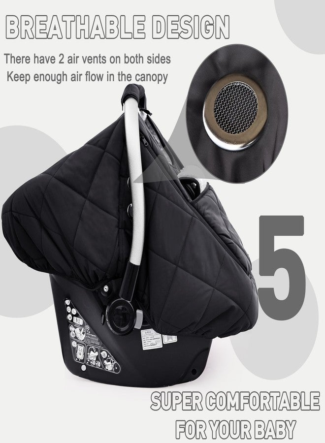 beatoutou Winter Baby Car Seat Cover, Beatoutou Waterproof Winter Infant Carseat Canopy for Boys Girls, Cold Weather Warm Car Seat Covers for Babies, Keeps Babies Warm and Cozy (Black) - Image 5