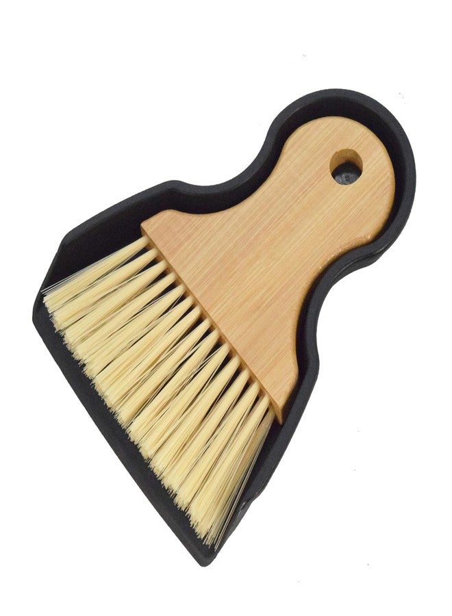 BSMstone Mini Broom and Dustpan Set Portable Hand Broom with Bamboo Handle Small Crumb Sweeper for Home, Bathroom, Kitchen, Car Interior, Office, Pet Areas (Black) - Image 1