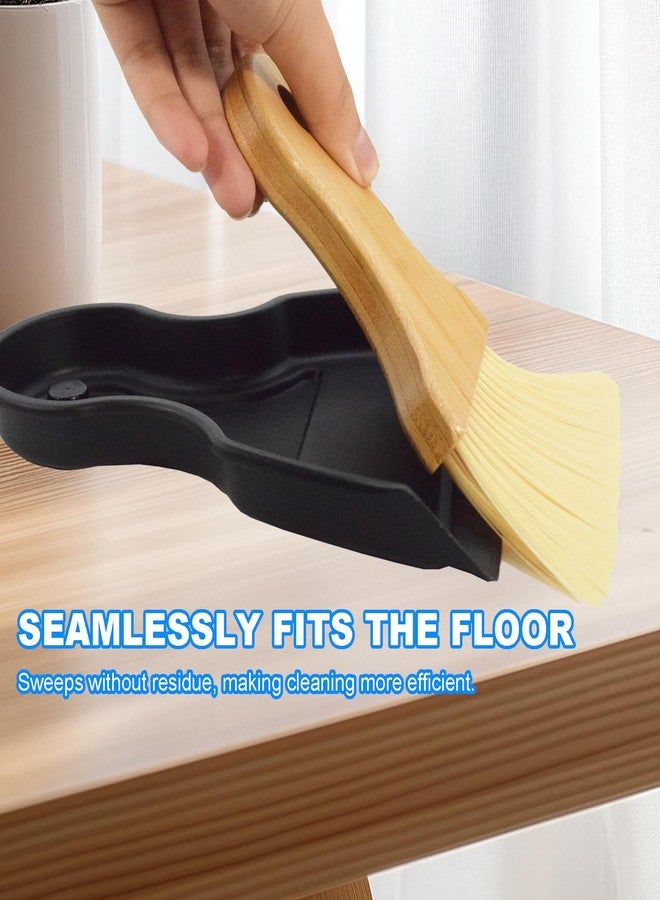 BSMstone Mini Broom and Dustpan Set Portable Hand Broom with Bamboo Handle Small Crumb Sweeper for Home, Bathroom, Kitchen, Car Interior, Office, Pet Areas (Black) - Image 3