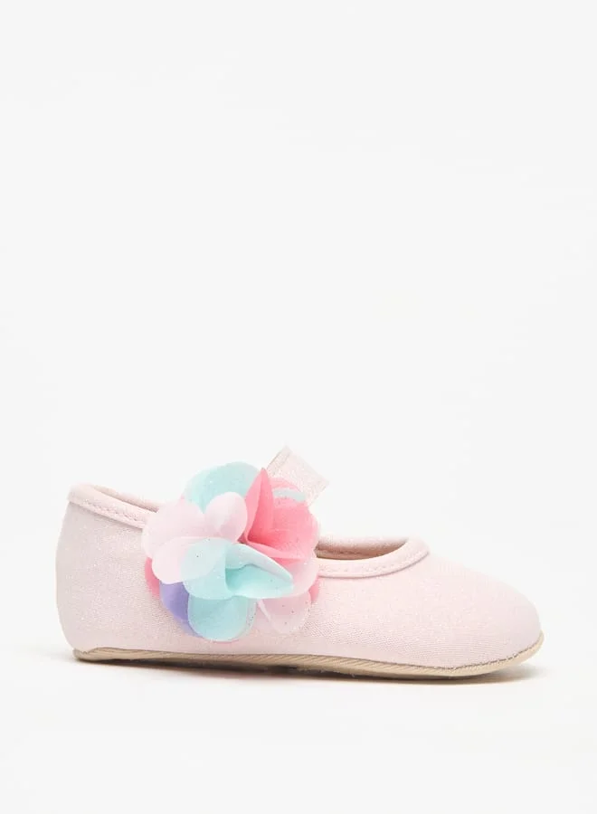 Barefeet Floral Trim Booties with Hook and Loop Closure