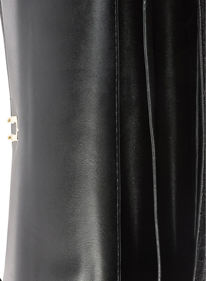 London Rag Black Quilted Velvet Baguette