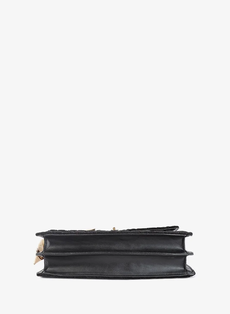 London Rag  Black Quilted Velvet Baguette for Women | Best Price UAE