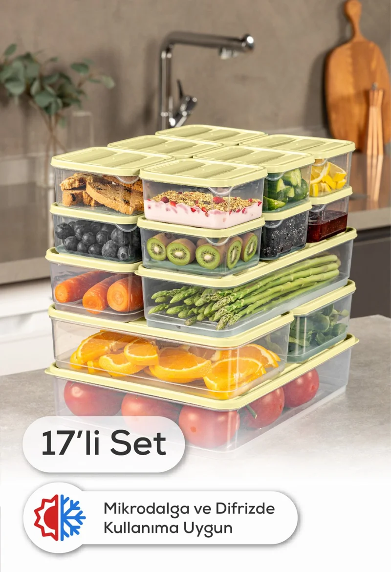 Vienev 17LI Fridge Freezer Organizer Microwave and Freezer Suitable Storage Container Yellow