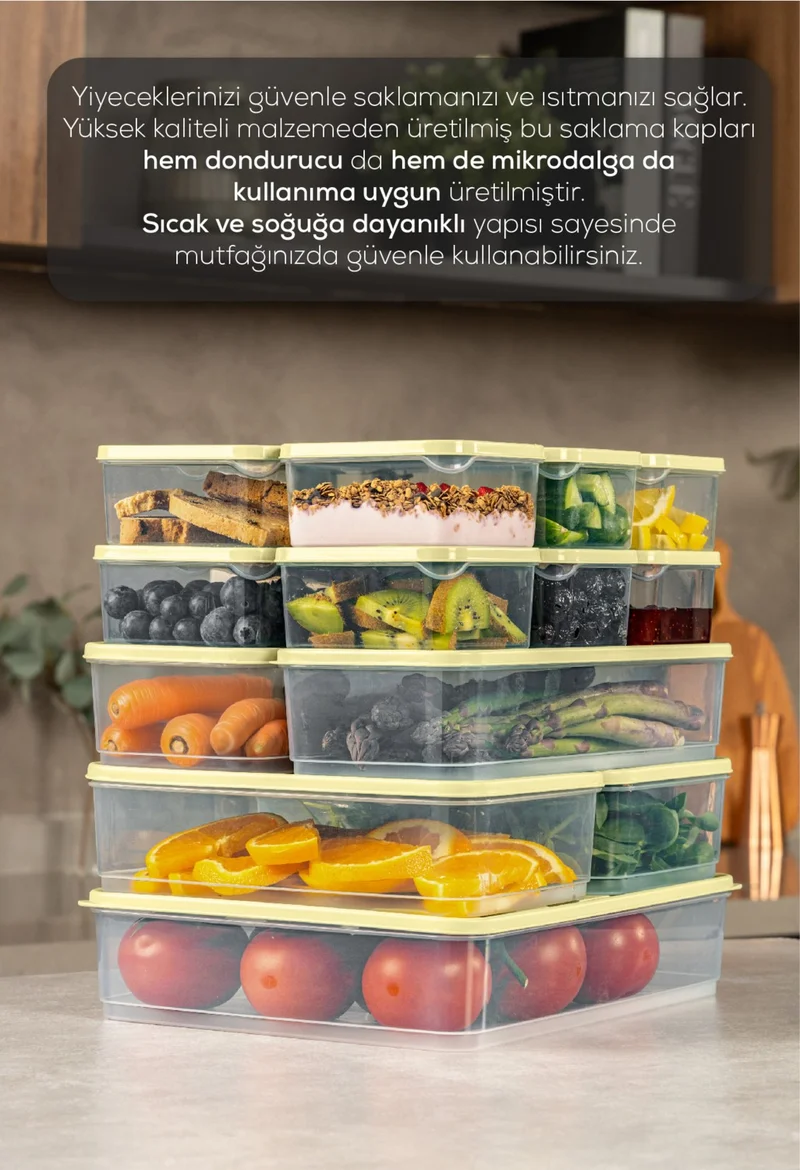 Vienev 17LI Fridge Freezer Organizer Microwave and Freezer Suitable Storage Container Yellow