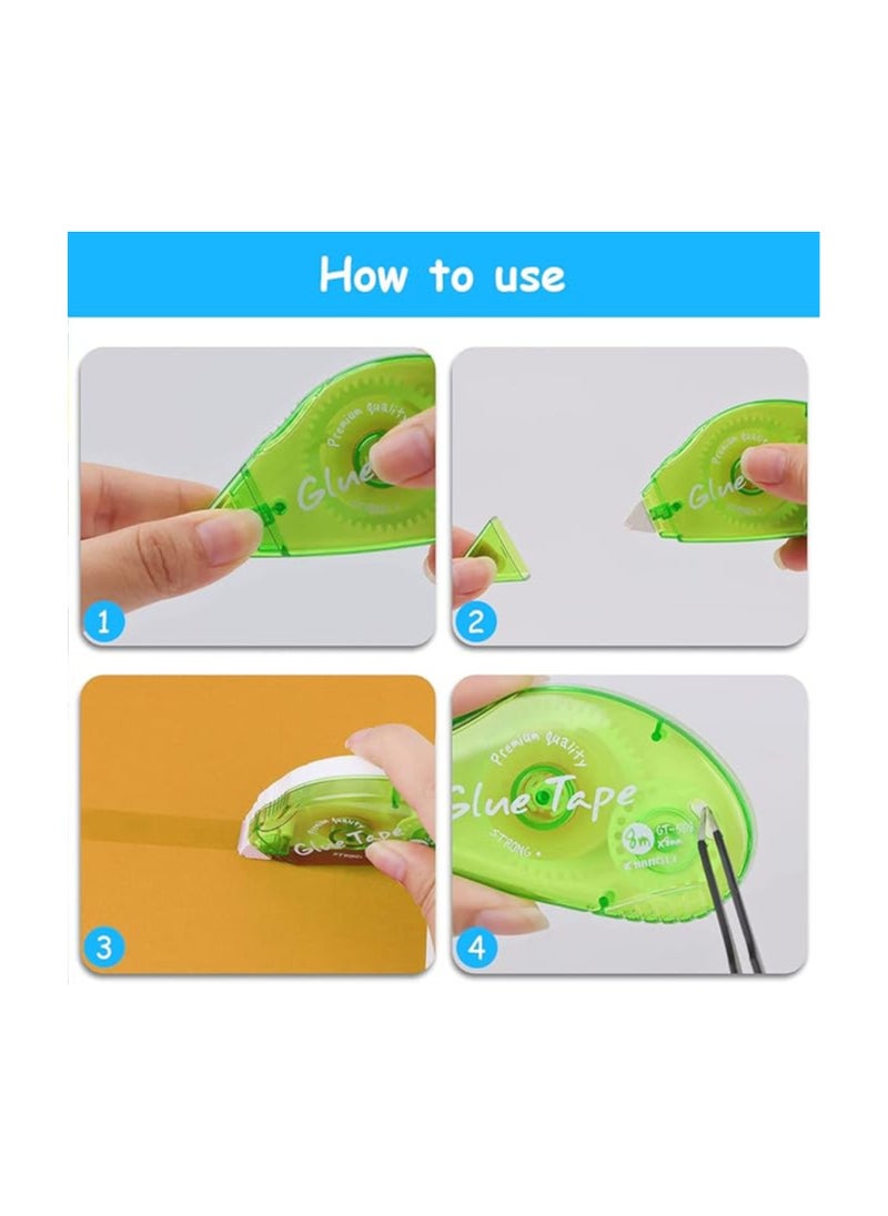 HASTHIP HASTHIP® 3 Pack Double Sided Glue Tape Roller, Adhesive Scrapbooking Tape, Permanent Adhesive Tape Dispenser Runner, Great for Home, Office and School Projects, 0.3 in x 315 in (8mm x 8m)  - Image 2