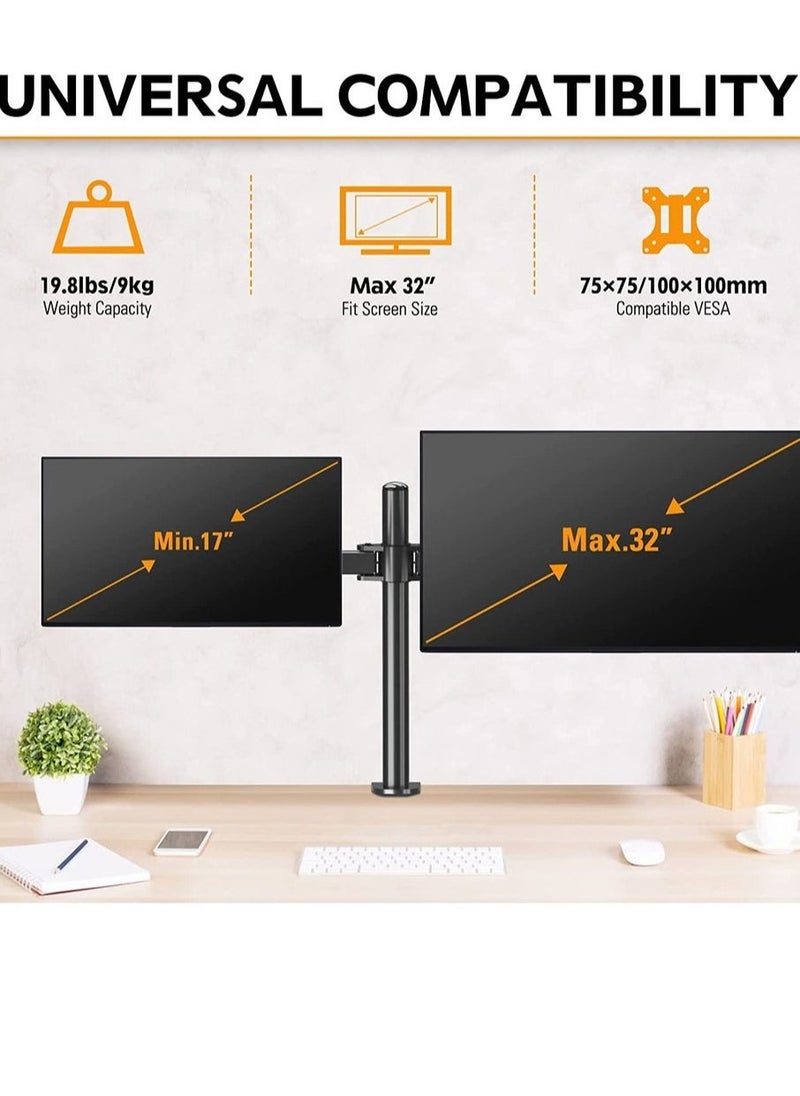Arabest Monitor Mount Stand,Dual LCD LED Monitor Arm for Desk,Heavy Duty Gaming Monitor Stand Fully Adjustable Arms Hold 2 Screens up to 30 inches  - Image 5