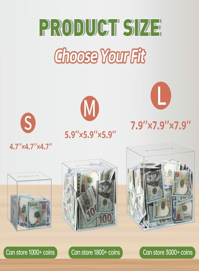 Thingrific Clear Piggy Bank for Adults/Kids, Acrylic Unopenable Money Box for Cash Coin Saving, Must Break to Open, Money Saving Jar for Adults Boys Girls, Size 4.72'' - Image 2