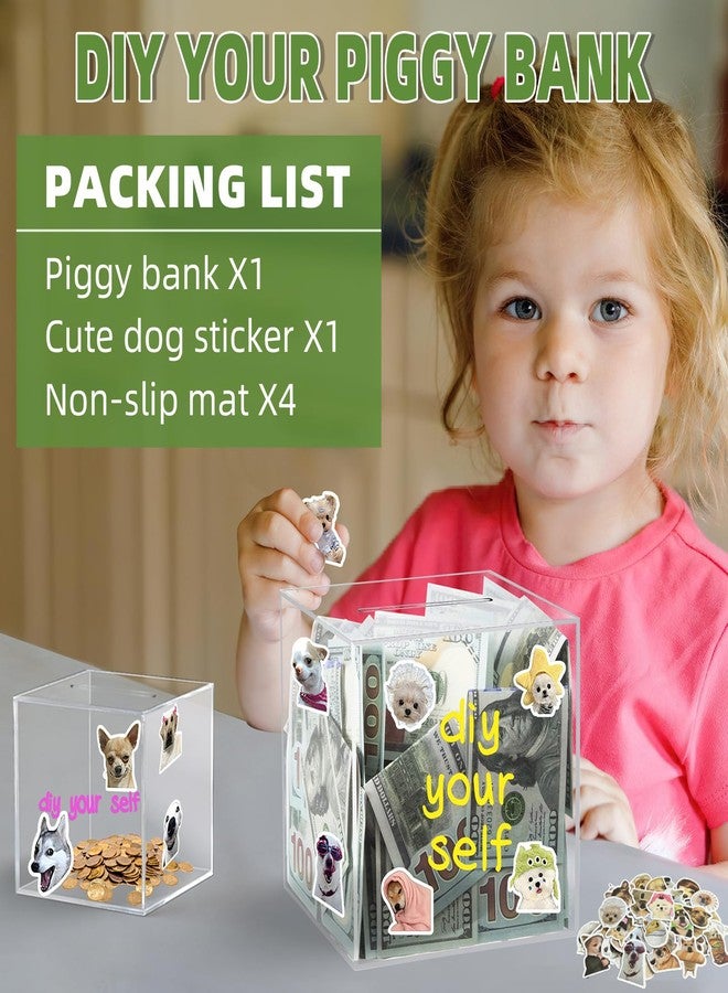 Thingrific Clear Piggy Bank for Adults/Kids, Acrylic Unopenable Money Box for Cash Coin Saving, Must Break to Open, Money Saving Jar for Adults Boys Girls, Size 4.72'' - Image 5