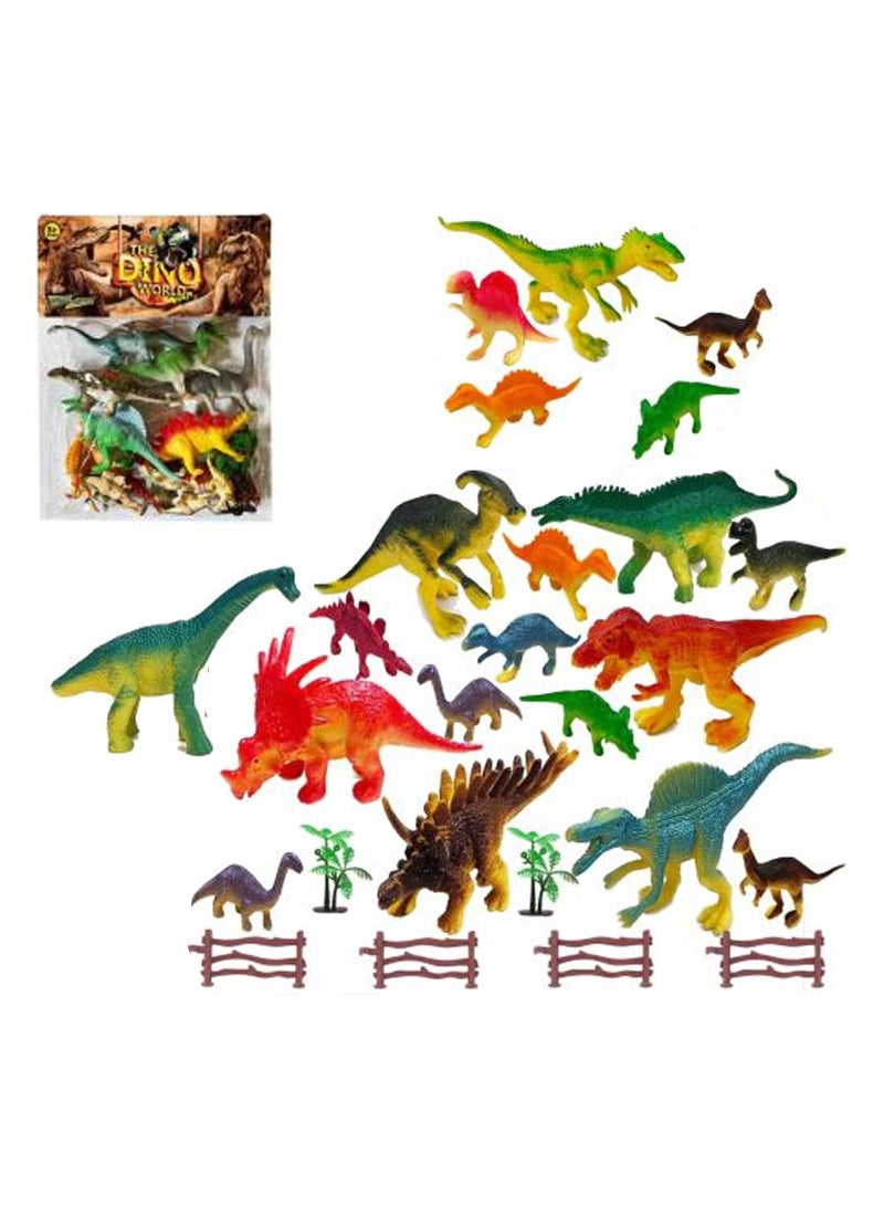 Fitto Dinosaur Figures 26 Pieces Playset with Trex, Tyrannosaurs, Brachiosaurus, and More - Image 1