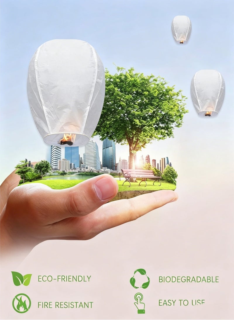5 Pack Chinese Sky Lanterns, Sky Lantern to Release in Memory, 100% Biodegradable, Eco Friendly, Floating Lanterns for Outside Flying, Party Decoratin, Birthday, Eid, Funeral, Memorial Day - Image 3