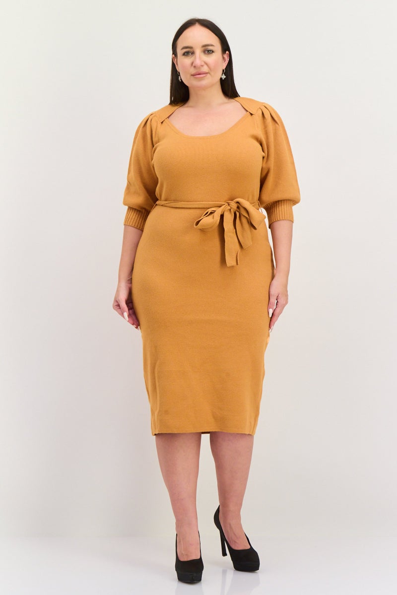 Betsey Johnson Women Knitted Sweater Dress, Brown - Image 1