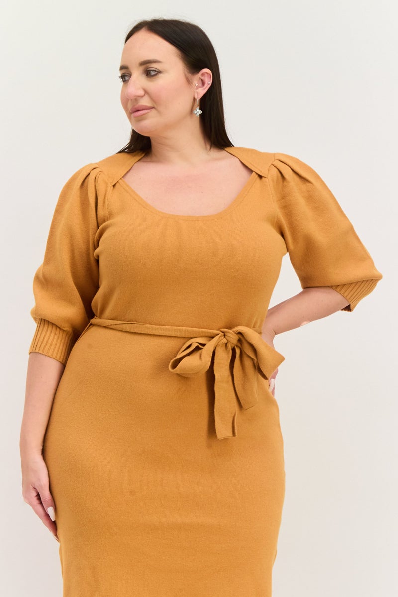 Betsey Johnson Women Knitted Sweater Dress, Brown - Image 3