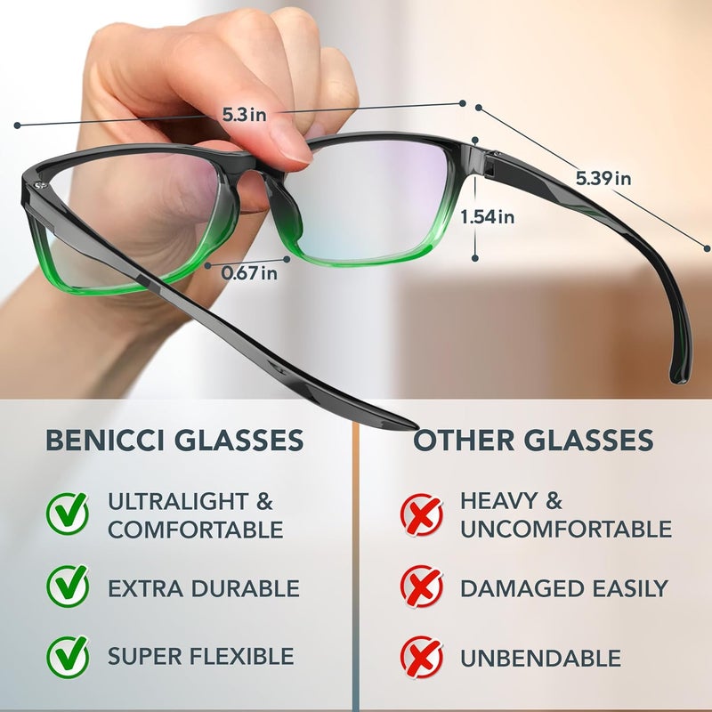 Benicci Stylish Blue Light Blocking Glasses for Women & Men – Helps Ease Digital Eye Strain & Headache from Computers, Phones w/Case - Image 4