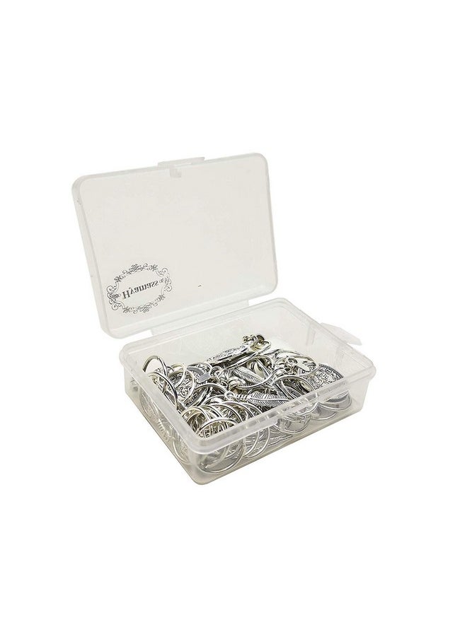 Hyamass - Yamass 40Pcs Antique Silver Ring Feather Coin Bead Charms Pendant Braid Hair Clip Headband Hair Accessories - Image 1