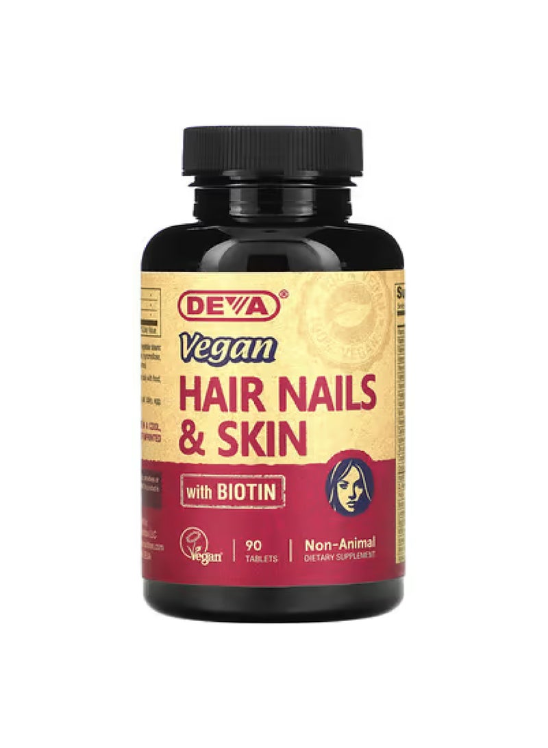 Deva Vegan Hair Nails & Skin with Biotin, 90 Tablets