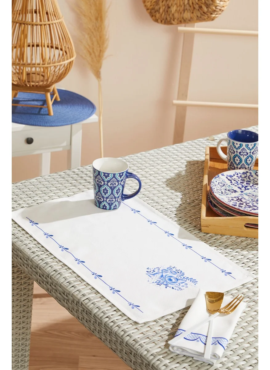 Ays Home Tile Blue Blanc White Blue 4-Piece Placemat Set