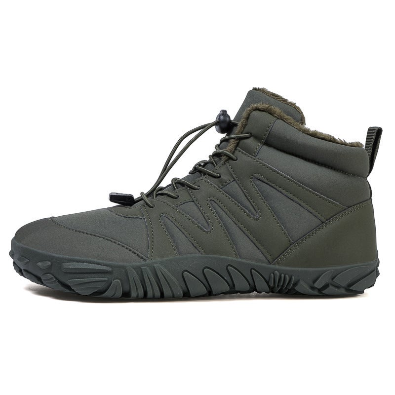 2024 outdoor snow boots men''s winter new non-slip waterproof fleece-lined warm cotton shoes women''s thick-soled barefoot five-finger shoes - Image 1