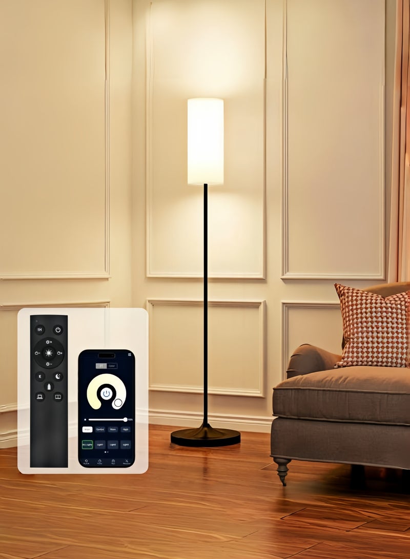 الأمويلات أبجورة طويلة مع تحكم عن بعد عبر التطبيق وريموت، ٣ ألوان تعتيم سلس، حماية العين، ضوء ليلي، إضاءة أرضية، قاعدة معدنية و لمبة E27 مصباح أرضي - Image 1