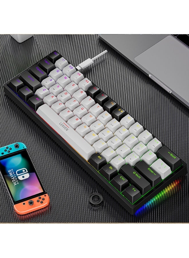 61-Key RGB Mechanical Gaming Keyboard, Ultra-Fast Response Wired Type-C Mini Keyboard for PC Gamers, Compact Space-Saving, Immersive RGB, Waterproof - Image 1