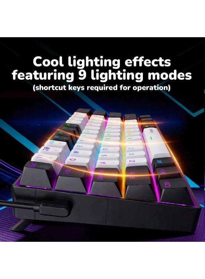 61-Key RGB Mechanical Gaming Keyboard, Ultra-Fast Response Wired Type-C Mini Keyboard for PC Gamers, Compact Space-Saving, Immersive RGB, Waterproof - Image 5