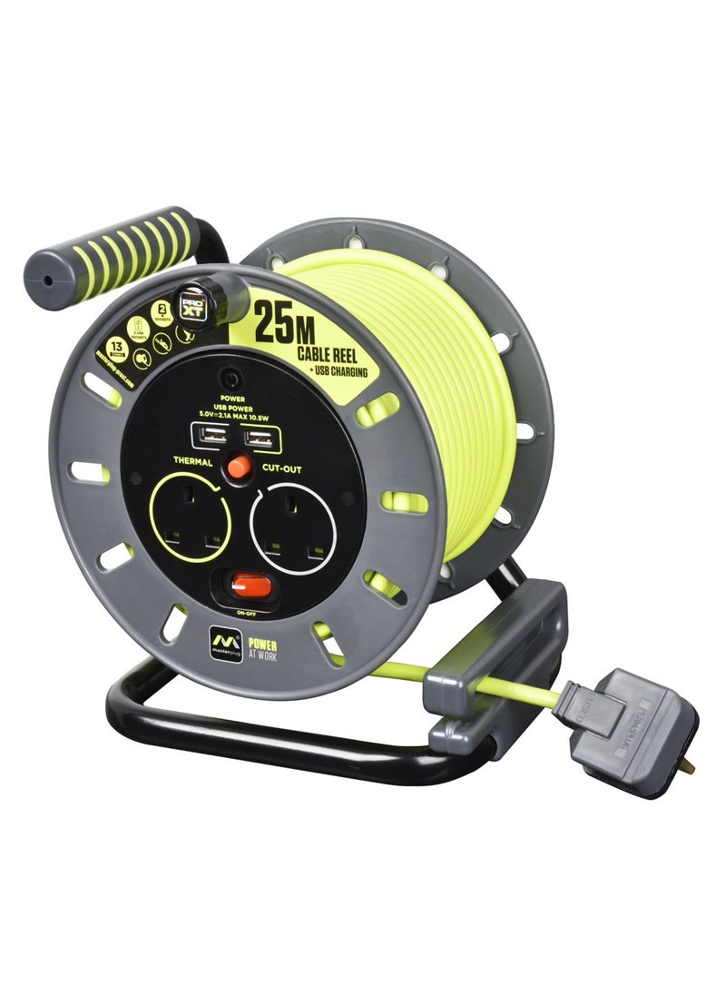 Masterplug OMU25132USL Pro-XT Four Socket 25 meter Open  Cable Reel Extension Lead with Winding Handle and Two USB Charging Ports - pzsku/ZE747153894AE7C88D376Z/45/_/1739825149/b375ca21-a289-486f-80d3-910200c2d7c0