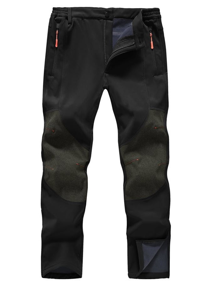 Zoofly Mens Winter Snow Pants Waterproof Thermal Fleece Lined Hiking Pants with Zip Pockets Black - Image 1