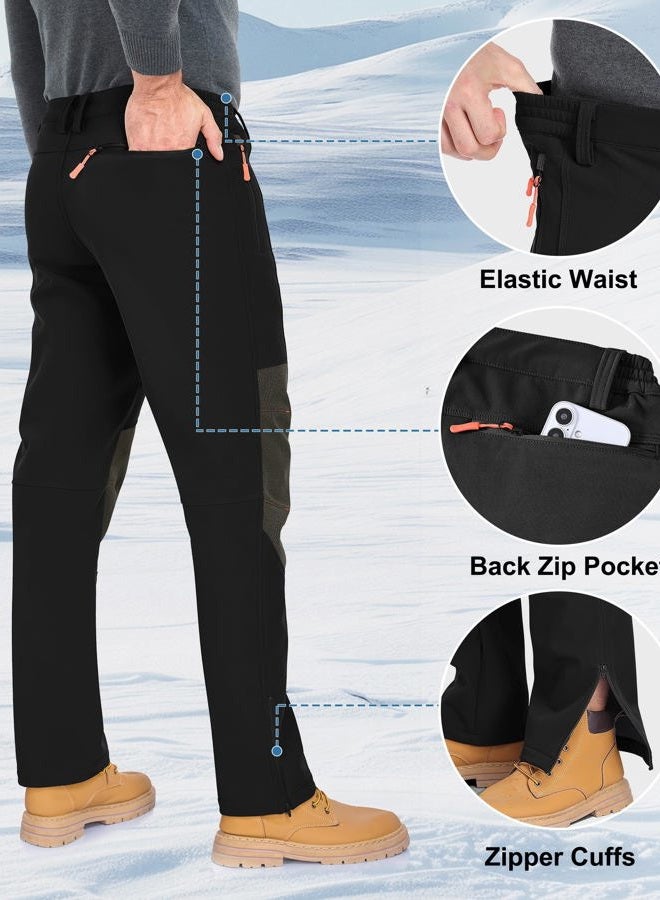 Zoofly Mens Winter Snow Pants Waterproof Thermal Fleece Lined Hiking Pants with Zip Pockets Black - Image 5