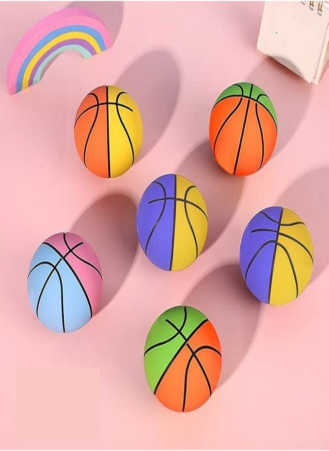 Bounce Pack of 6 Mini  Basketball, Rubber Bouncy Ball, 6 cm, Squeeze Toy with High Elasticity for Kids & Adults (Multicolor)  - Image 1