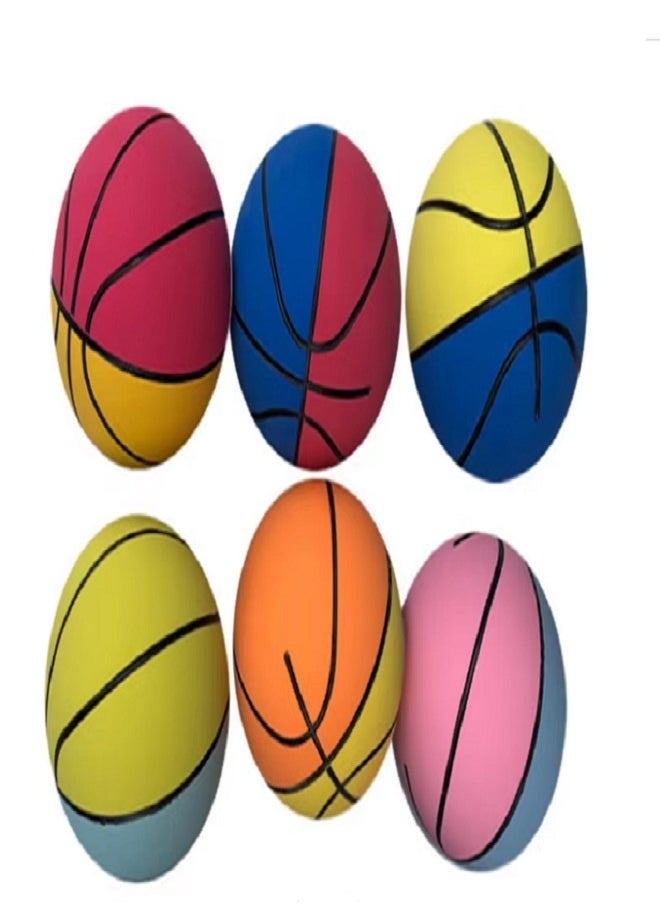 Bounce Pack of 6 Mini  Basketball, Rubber Bouncy Ball, 6 cm, Squeeze Toy with High Elasticity for Kids & Adults (Multicolor)  - Image 2