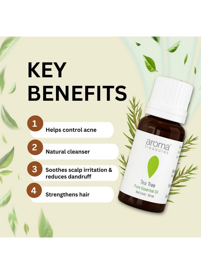 Aroma Treasures Tea Tree Essential Oil 100% Pure, Multipurpose Essential Oil For Acne, Hair, Skin, Body, Dandruff (10Ml) - Image 3