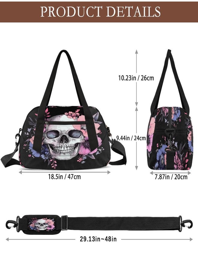 OSAM SPACE Sugar Skull Flower Halloween Gym Duffel Bag for Women & Men, Small Travel Sports Overnight Weekender Workout Dance Bag for Boys & Girls - Image 2