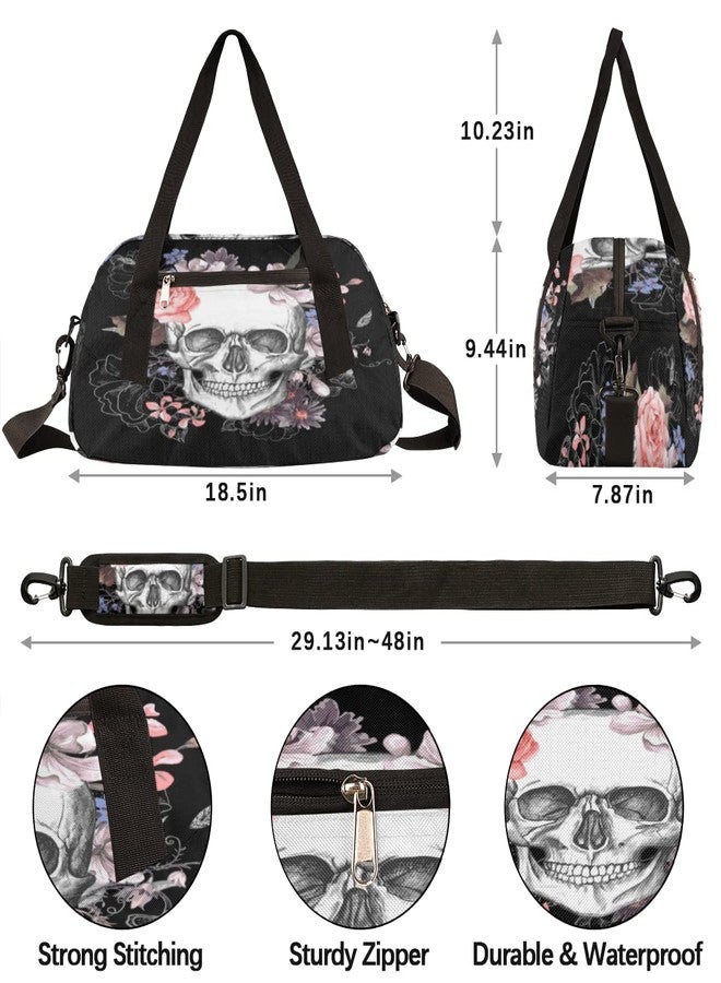 OSAM SPACE Sugar Skull Flower Halloween Gym Duffel Bag for Women & Men, Small Travel Sports Overnight Weekender Workout Dance Bag for Boys & Girls - Image 3
